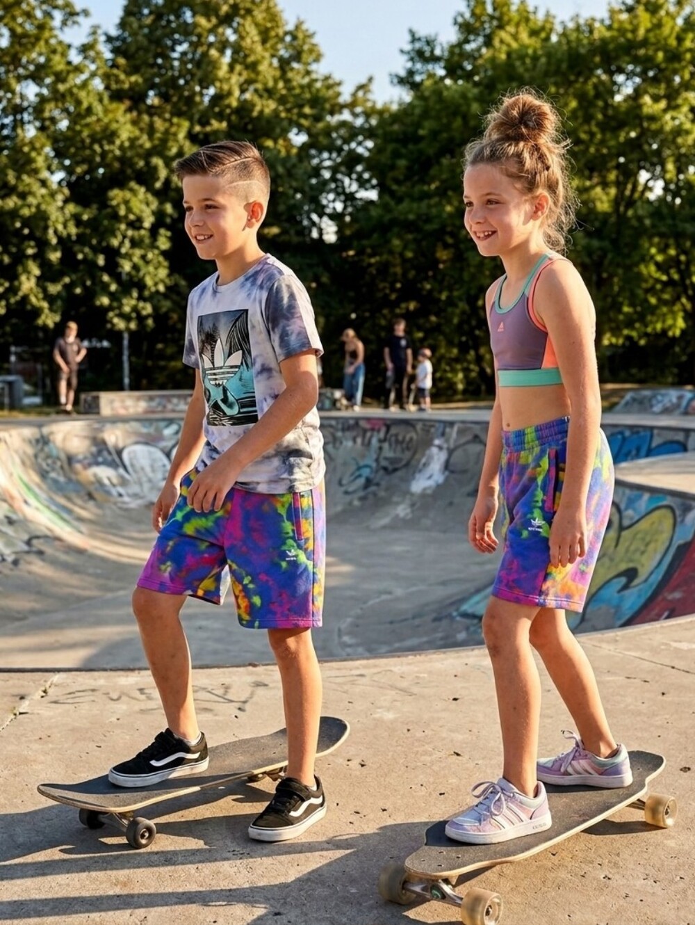 NWT Adidas 100% Cotton Tye Dye Shorts Unisex Size M Youth